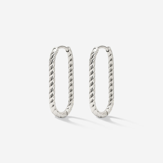 Oval Twisted Hoops Small Silber