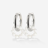 Pearly Donut Hoop Set Silber