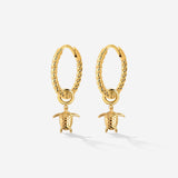 Sea Turtle Twisted Hoop Set Small Gold