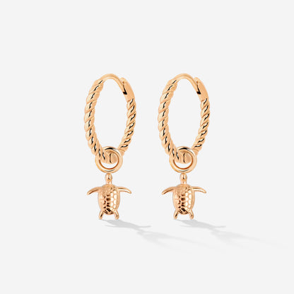 Sea Turtle Twisted Hoop Set Small Roségold