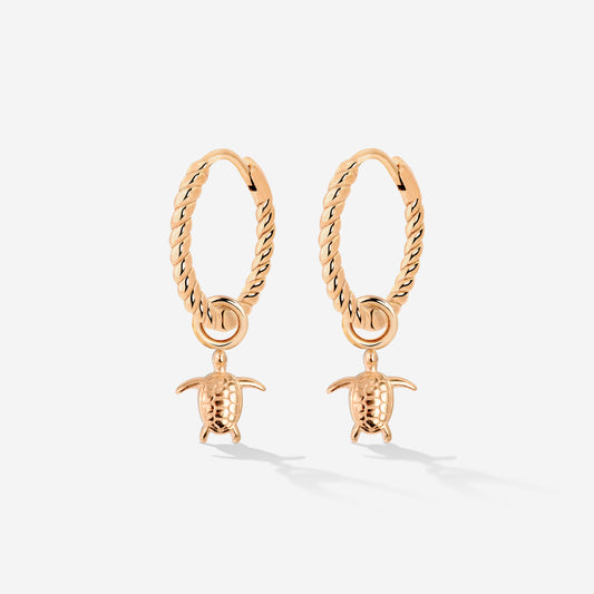 Sea Turtle Twisted Hoop Set Small Roségold