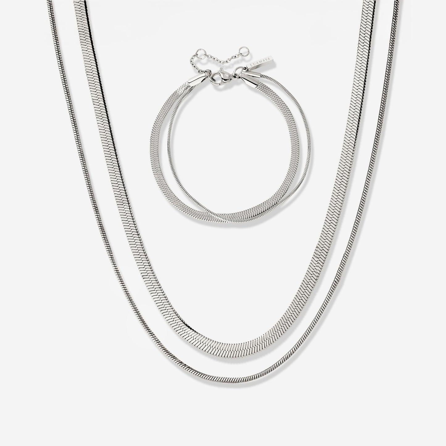 Snake Chain Bundle Silber