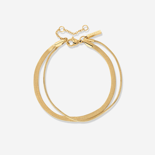 Snake Chain Double Bracelet Gold