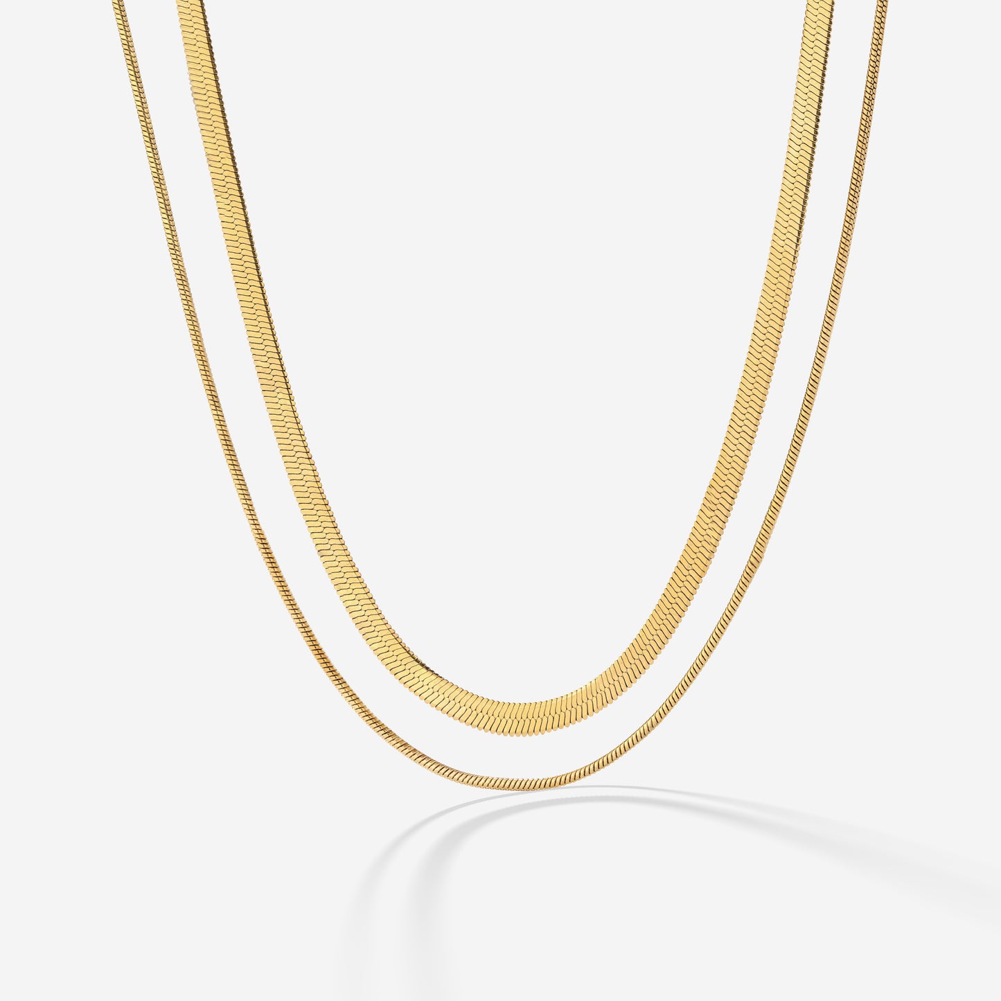 Snake Chain Double Necklace Gold