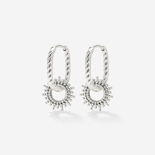 Sunny Oval Twisted Hoop Set Baby Silber