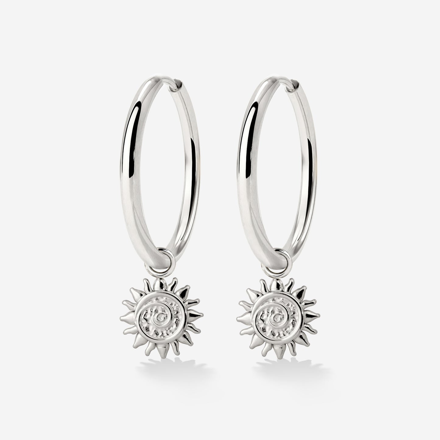 Sunny Swirl Hoop Set Large Silber