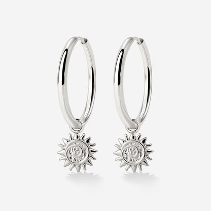 Sunny Swirl Hoop Set Large Silber