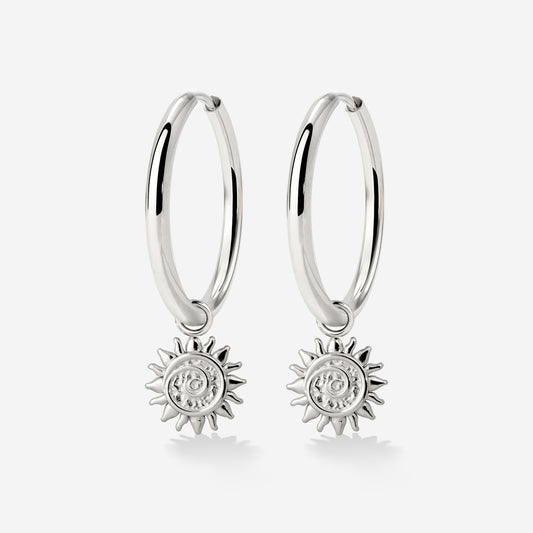 Sunny Swirl Hoop Set Large Silber