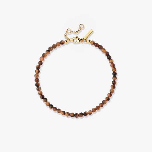 Tiger's Eye Bead Bracelet Gold