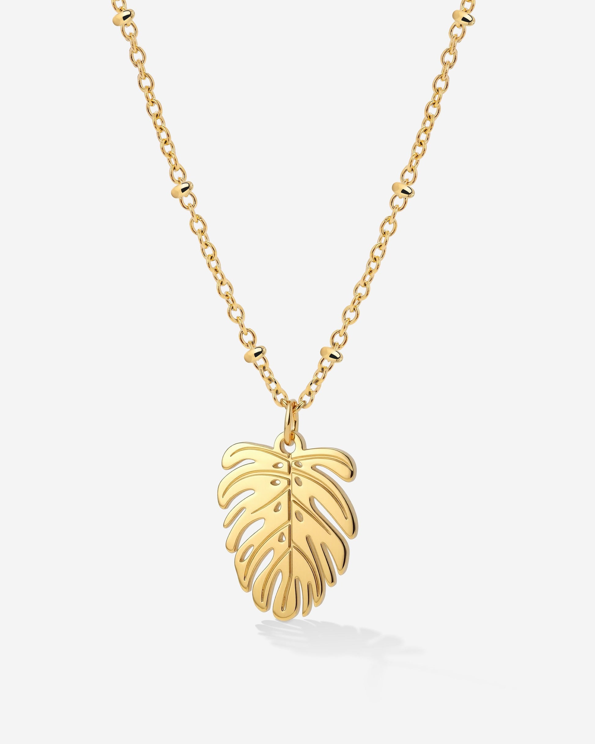 Monstera Leaf Necklace Gold