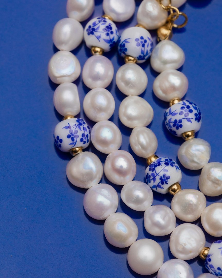 Flower Tile Pearl Bracelet Roségold