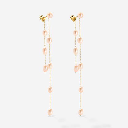 Blush Pearl Fall Earrings Gold