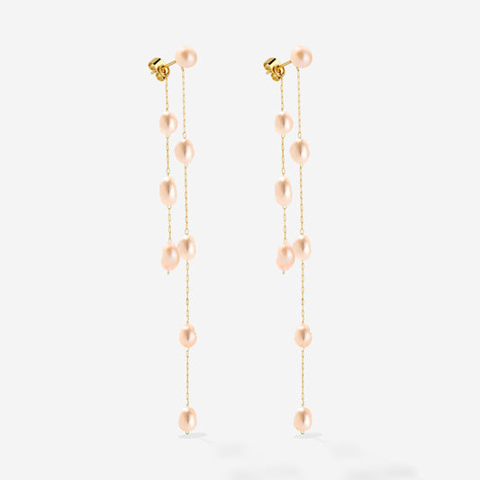Blush Pearl Fall Earrings Gold
