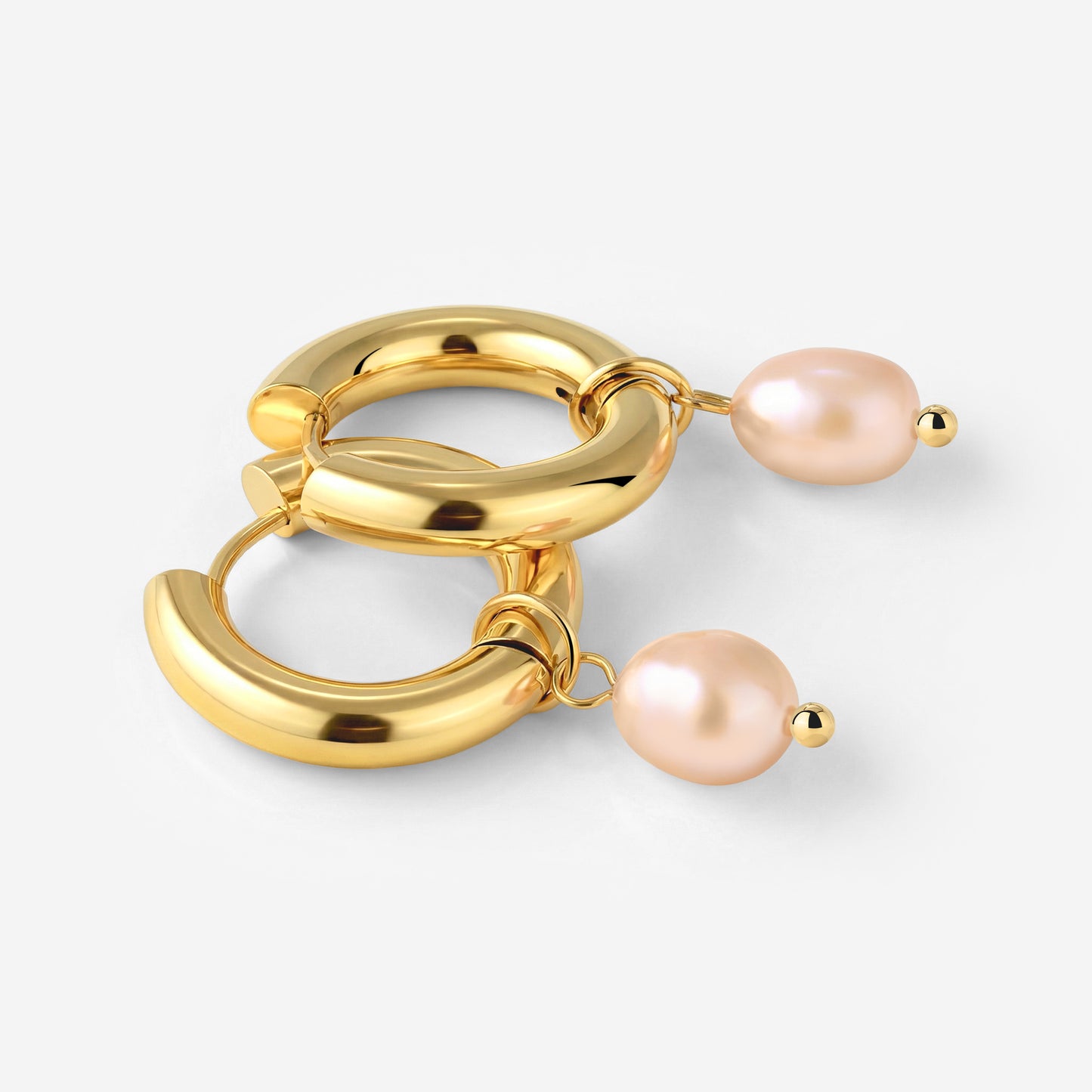 Chunky Perla Rosa Hoop Set Medium Gold