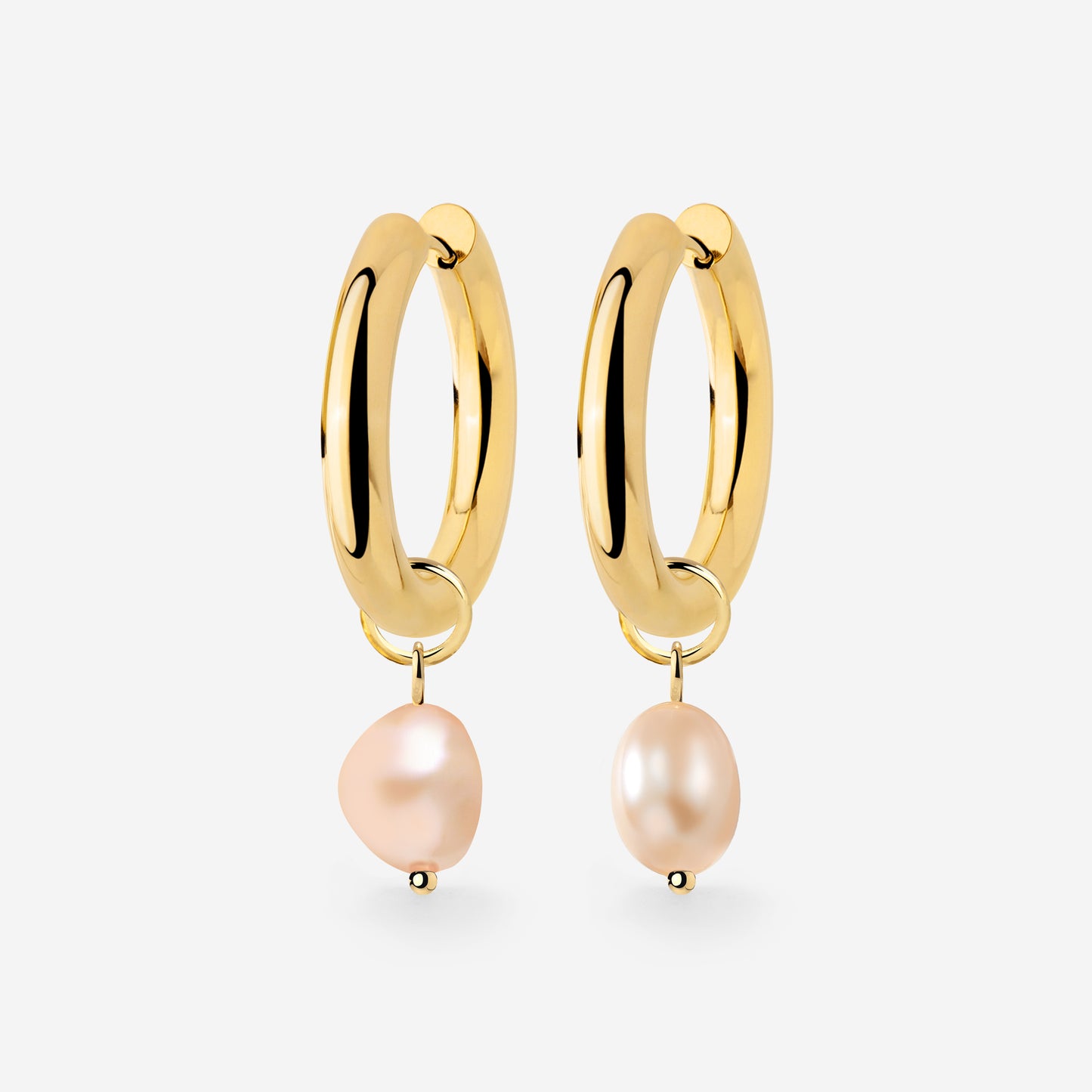 Chunky Perla Rosa Hoop Set Medium Gold