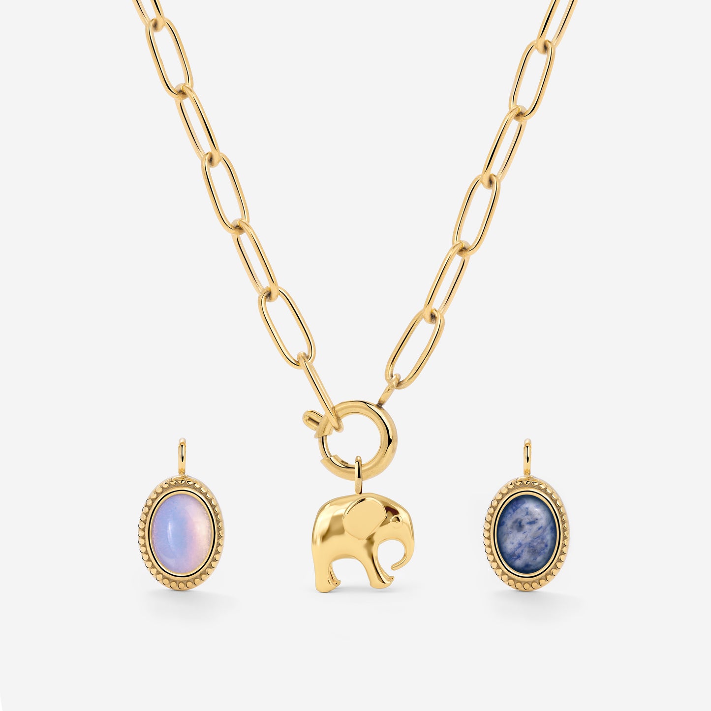 Oval Links Charm Necklace Set