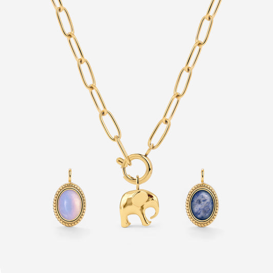 Oval Links Charm Necklace Set