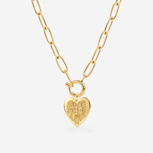 More Self-Love Oval Links Necklace Set Gold