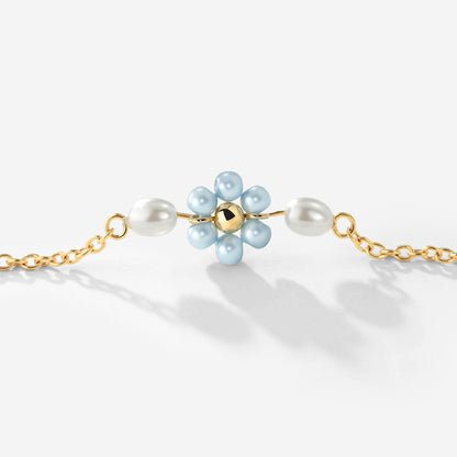 Forever Blue Daisy Necklace Gold