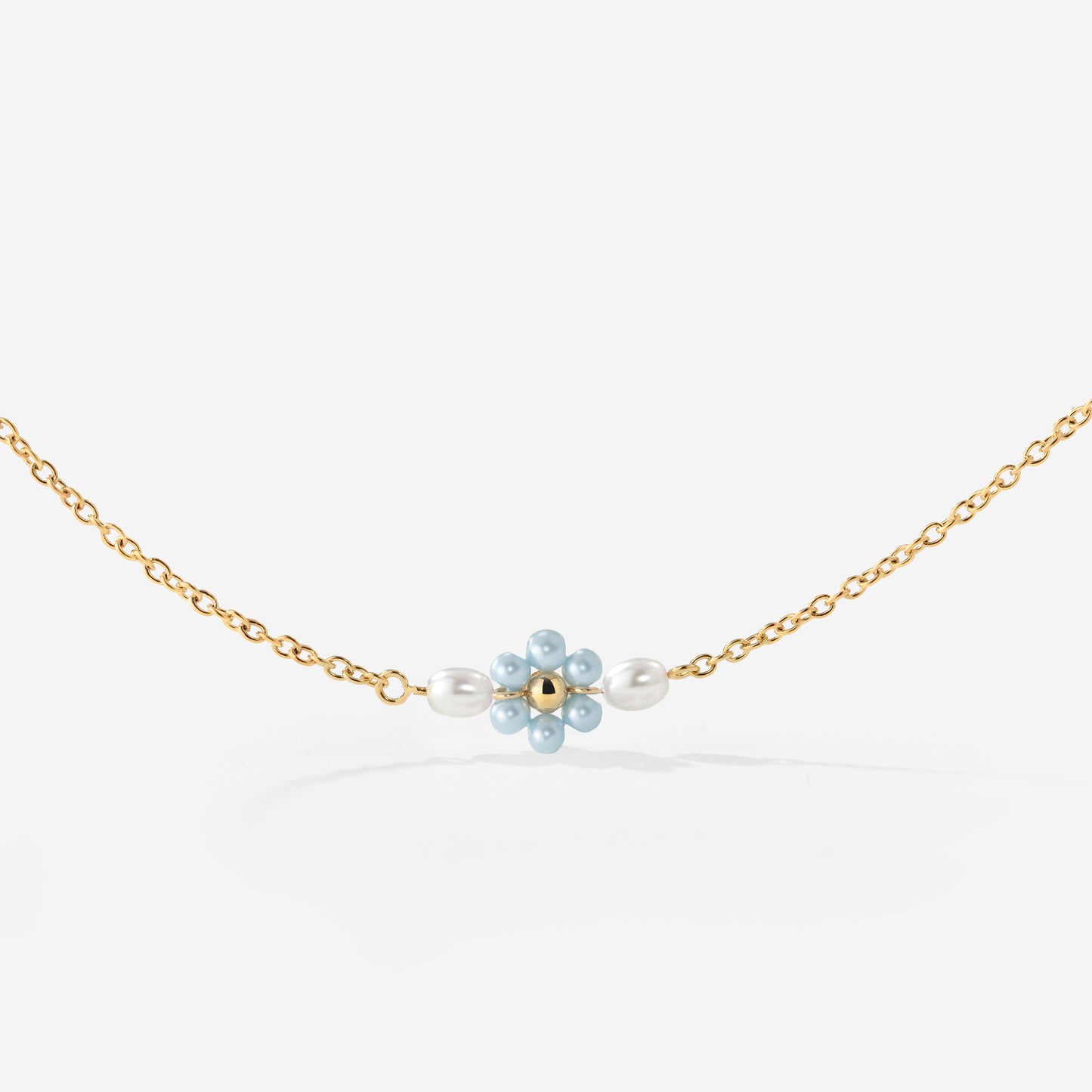 Forever Blue Daisy Necklace Gold