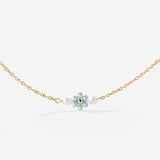 Forever Blue Daisy Necklace Gold