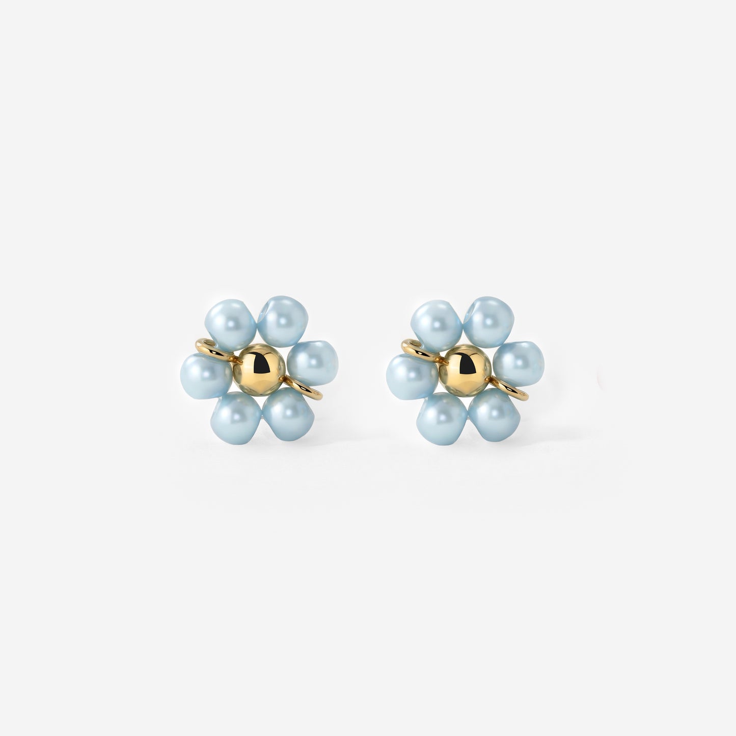 Forever Blue Daisy Studs Gold
