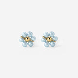 Forever Blue Daisy Studs Gold