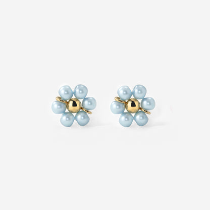 Forever Blue Daisy Studs Gold