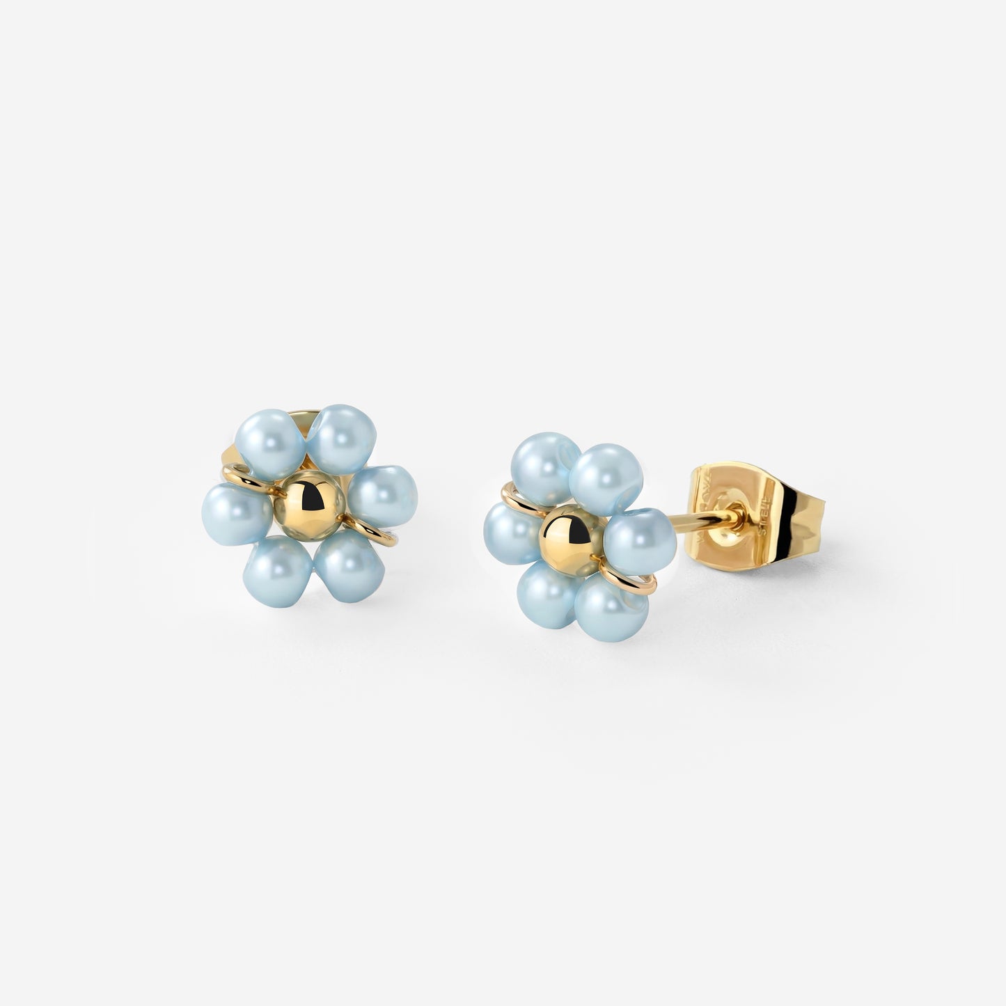 Forever Blue Daisy Studs Gold