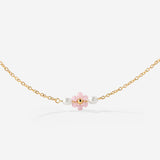 Pretty Pink Daisy Necklace Gold
