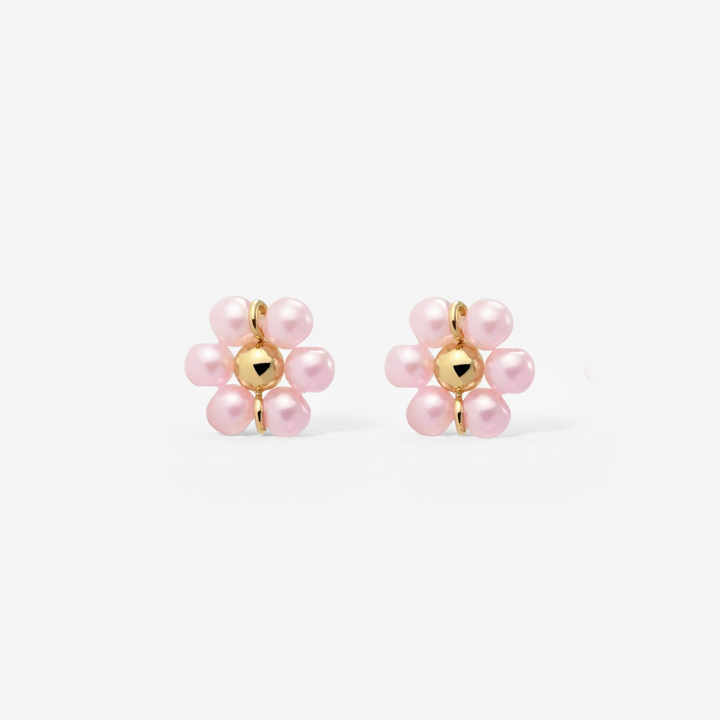 Pretty Pink Daisy Studs Gold