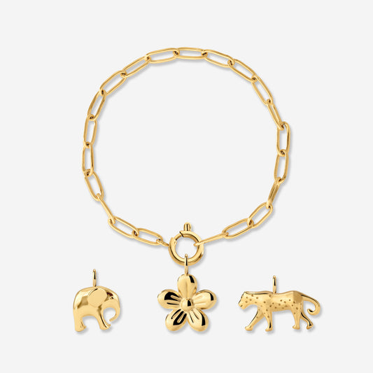 Oval Links Charm Bracelet Set