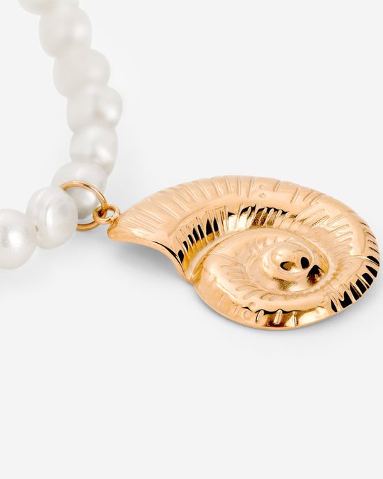 Ammonite Pearl Necklace Roségold