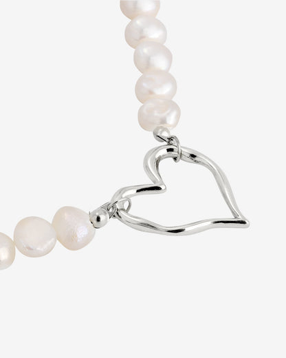Melting Heart Pearl Bracelet Silber