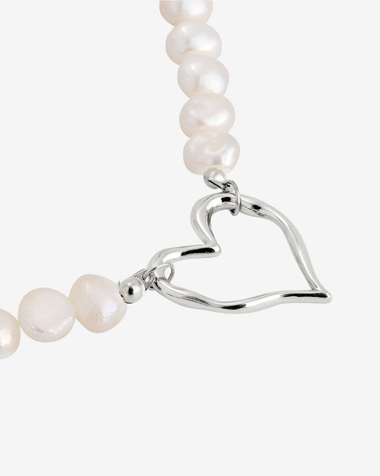 Melting Heart Pearl Bracelet Silber