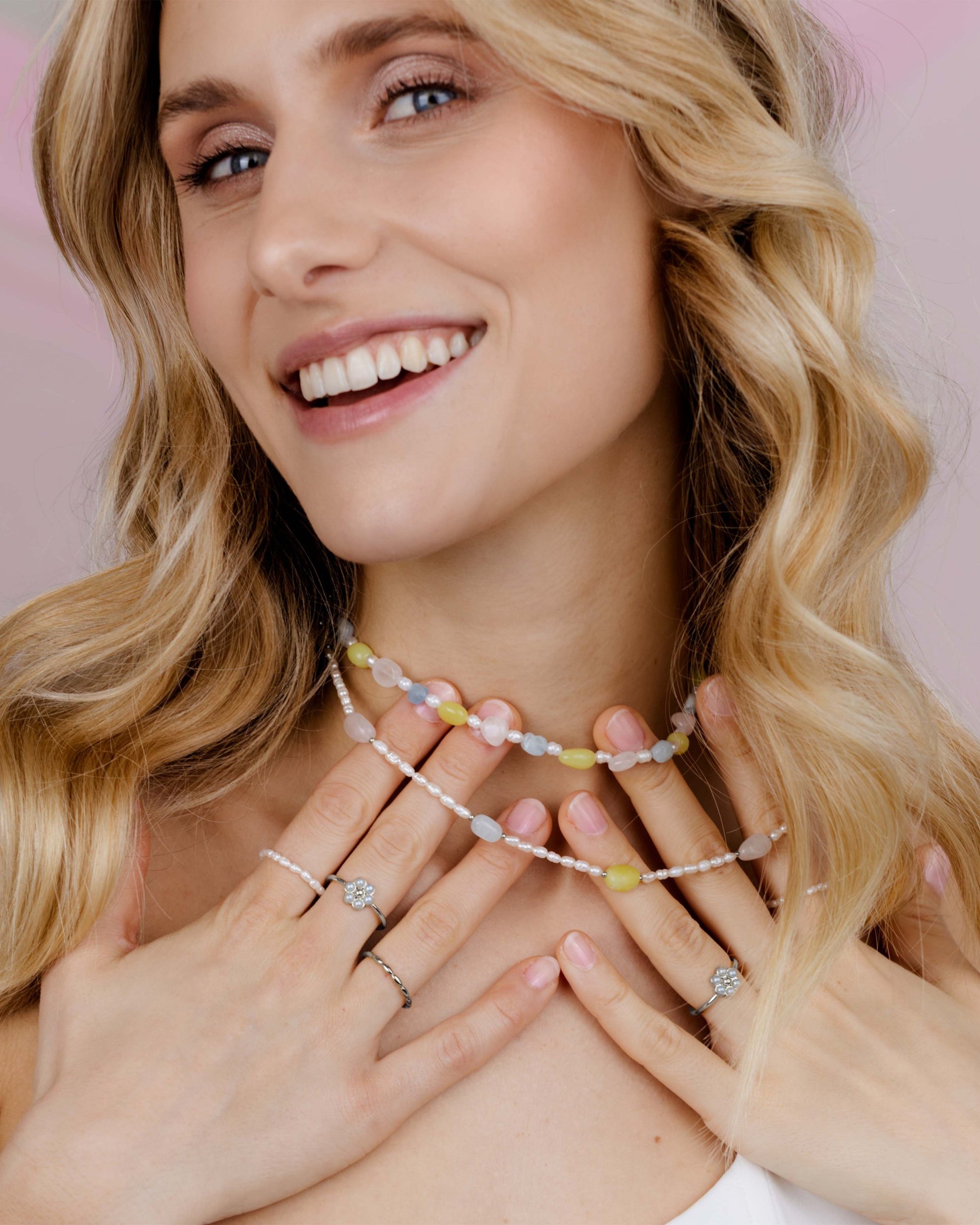 Spring Pastels Necklace Silber