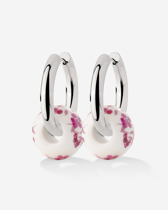 Chunky Pink Flower Tile Hoop Set Medium