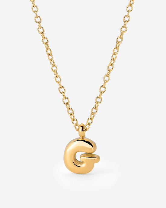 Bubble Letter Necklace Gold