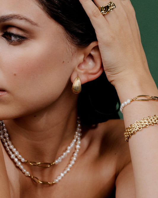 Textured Droplet Studs Small Gold