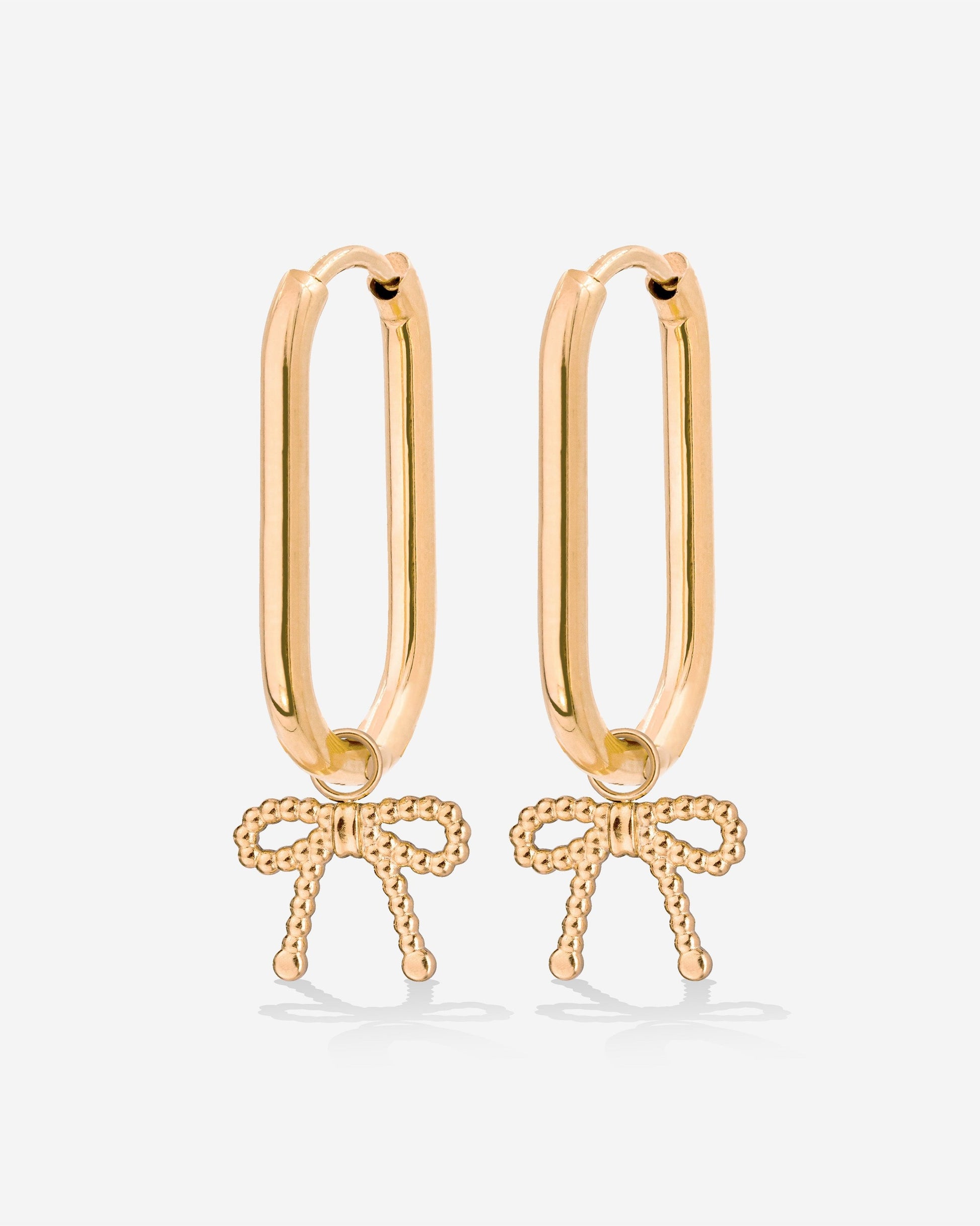 Dotted Ribbon Oval Hoop Set Small Roségold