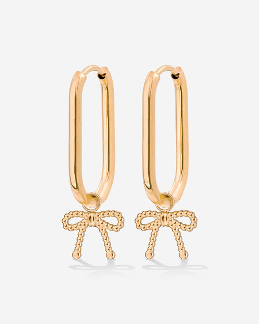 Dotted Ribbon Oval Hoop Set Small Roségold