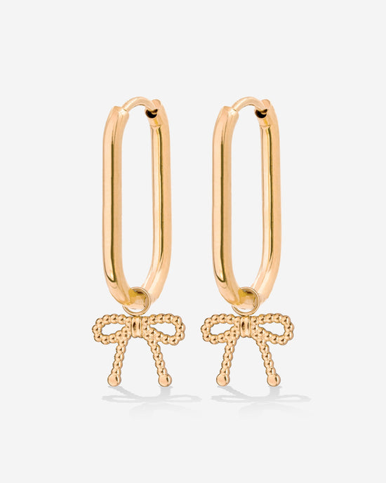 Dotted Ribbon Oval Hoop Set Small Roségold