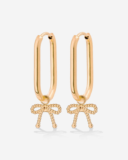 Dotted Ribbon Oval Hoop Set Small Roségold
