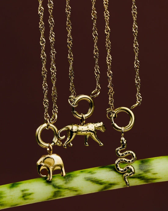 Elephant Singapore Chain Necklace Set Gold