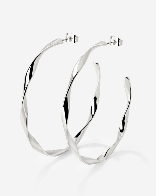 Sahira Hoop Studs Large Silber