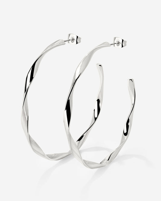 Sahira Hoop Studs Large Silber