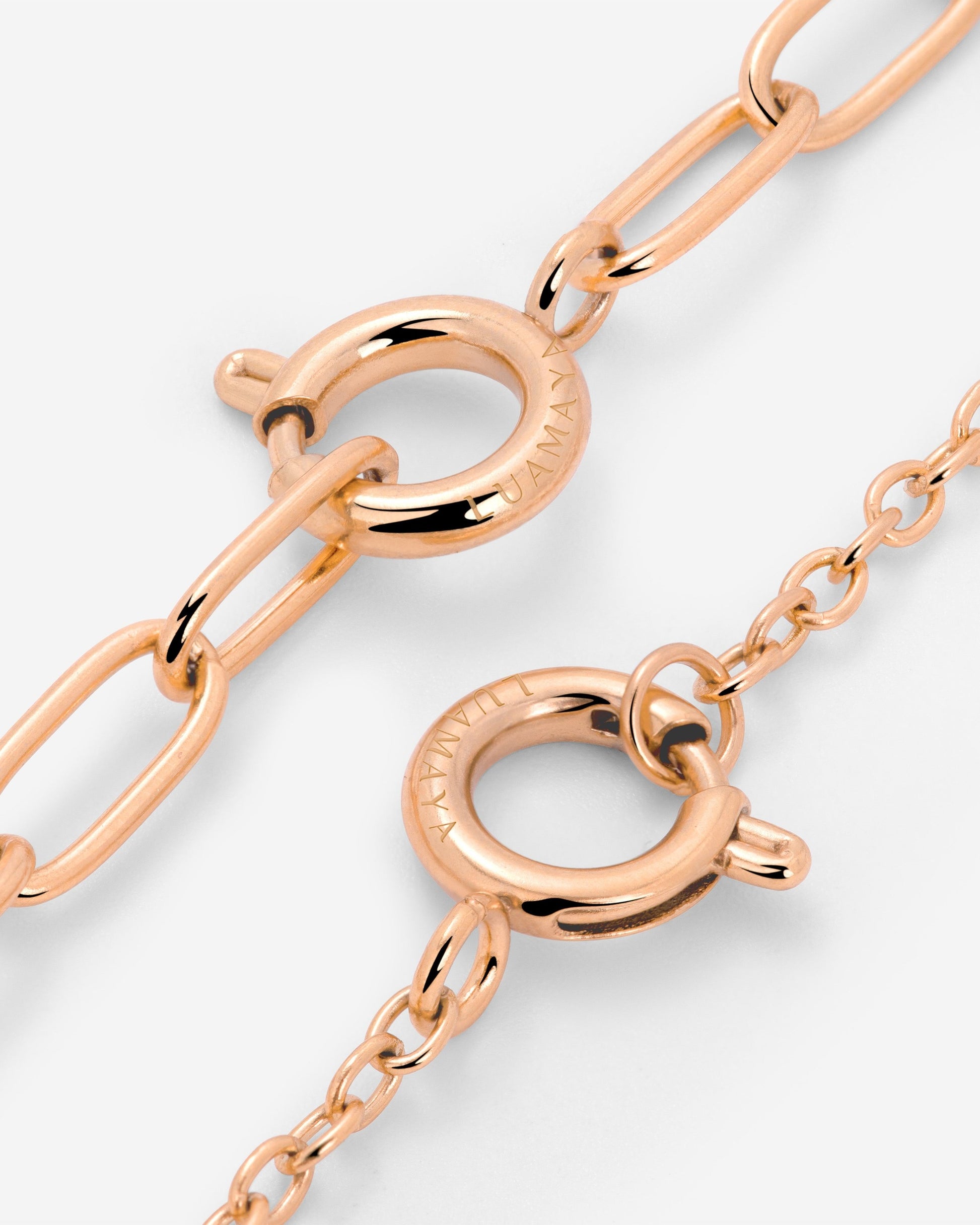 Oval Links Charm Necklace Roségold