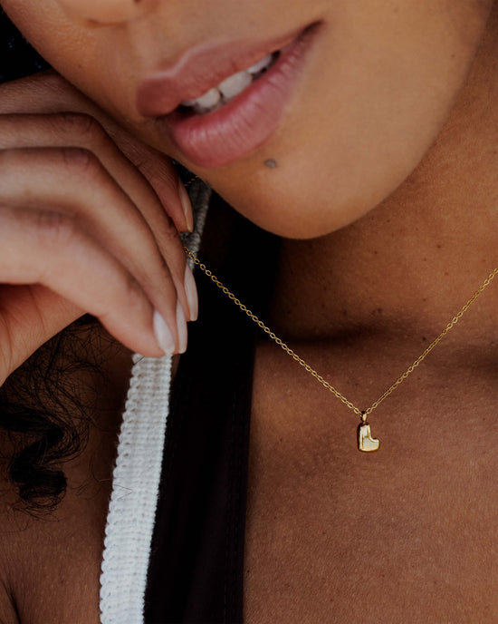 Bubble Letter Necklace Gold