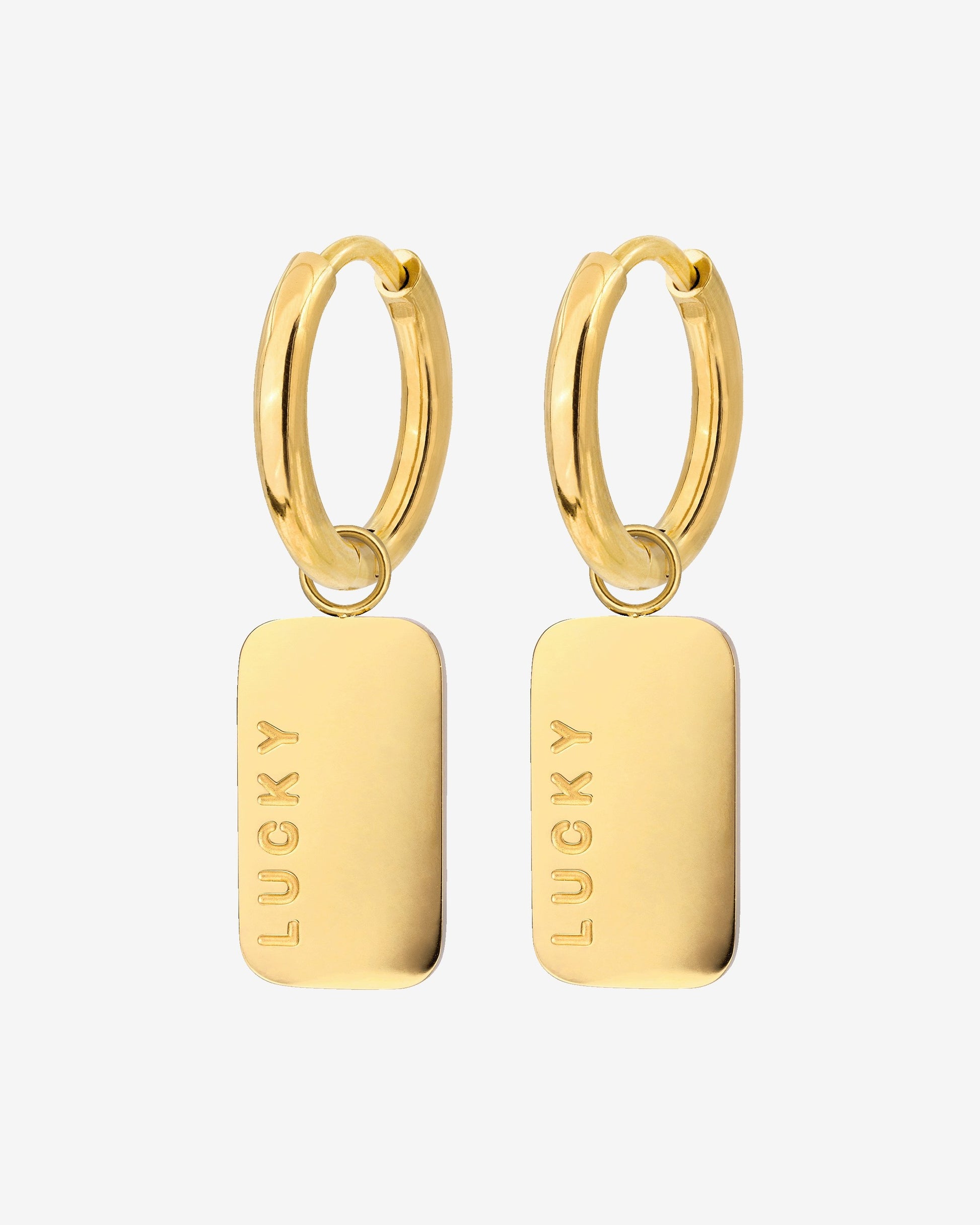 Lucky Pendant Hoop Set Small Gold
