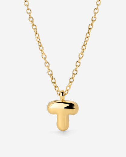 Bubble Letter Necklace Gold
